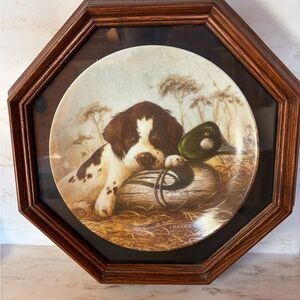 Lynn Kaatz creation. Octagonal Frame with Puppy and Duck Art